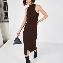 SASSAFRAS Women Cotton Bodycon Midi Dress image 4
