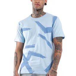 WROGN Wrogn Brush Strokes Graphic Printed Crew Neck Slim Fit Cotton T-shirt-picture-39