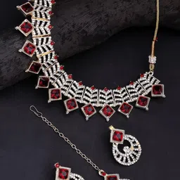 Sukkhi Gold-Plated American Diamond-Studded Jewellery Set-picture-27