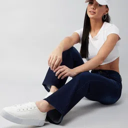 Miss Chase Women Wide Leg Low Distress Heavy Fade Stretchable Jeans image 4