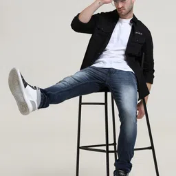 VUDU Men Narrow Slim Fit Light Fade Stretchable Jeans image 4