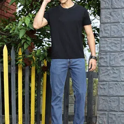 Mast & Harbour Men Blue Smart Mid-Rise Clean Look Light Fade Stretchable Jeans-picture-37