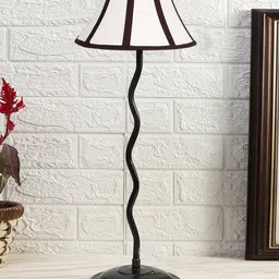 Devansh White & Black Contemporary Frustum Cotton & Iron Table Lamp image 3