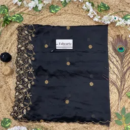 fabcartz Art Silk Embroidered Black Women Dupatta image 3