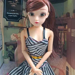 meesaj Fashion Girl Doll in Stylish Striped Dress with Long Hair – Perfect Pretend Play-picture-33