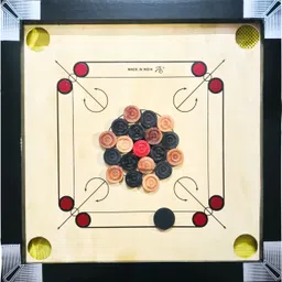 aarav sports Small Size for Kids 20-20 Inch 2 Set coins, Strikers, Powder 3 cm Carrom Board image 3