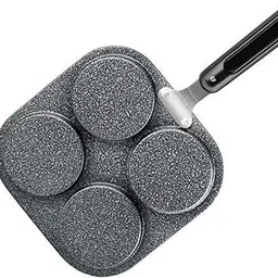 spinach 4 cavity Snack maker/Mini Uttapam Maker / Pancake maker Grill Design Aluminium Non-Stick Pan Grill Pan 19 cm diameter 0.5 L capacity image 2