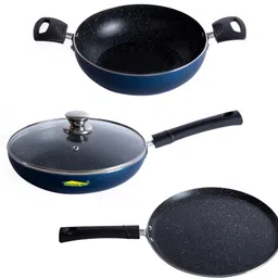 Non Stick Kadai , Dosa Tawa & Fry Pan 20 cm diameter with Lid 2 L capacity-image-62
