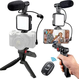 Dwiti Enterprise Vlogging Kit for Video Making with Mic, Tripod, LED Light & Phone Holder Clip Tripod-picture-20