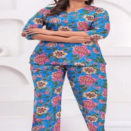 Queens Closet Printed Pure Cotton Round Neck Tunic & Trousers Co-Ord Set image 4