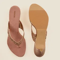 Mochi Gold-Toned Embellished Kitten Sandals image 3