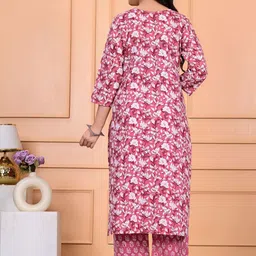 SKYTICK Women Ethnic Motifs Printed Round Neck Pure Cotton Kurta with Trousers & Dupatta image 2