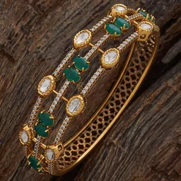 Kushal's Fashion Jewellery Green Victorian-Plated Ethnic Kundan Kada-picture-37