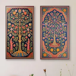 nestroots Blue & Pink 2 Pieces Printed Canvas Paintings Wall Arts-picture-38