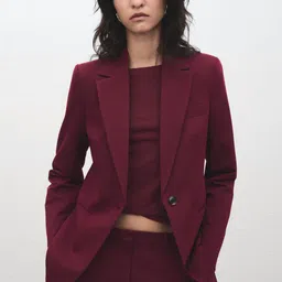 MANGO Twill Weave Notched Lapel Collar Single-Breasted Regular Fit Formal Blazer-picture-22