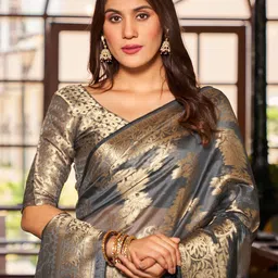 Mitera Ethnic Motifs Zari Organza Banarasi Saree image 4