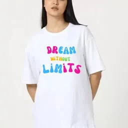 SALUJA FABRICS Women Typography Printed Drop-Shoulder Sleeves Applique T-shirt-image-52