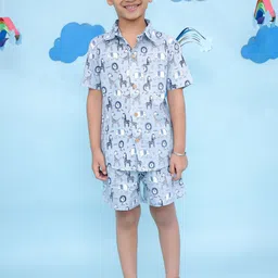 Vastrarth Boys Elephant & Zebra Printed Cotton Shirt With Shorts-picture-23