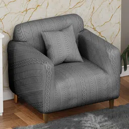 Myntra Elegant Homes Grey Jacquard 2 Piece Sofa Cover With Arms image 2