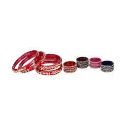 SOMIL Set Of 20 Stone-Studded & Beaded Bangles-image-17