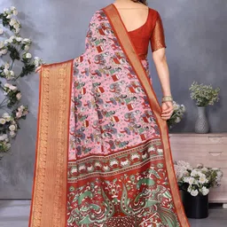 BilloRani Ethnic Motifs Printed Zari Saree With Blouse Piece image 5