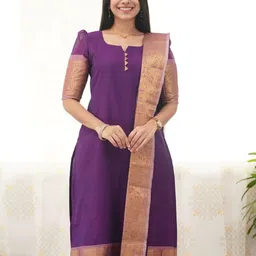 Shriyangan Women Woven Design Cotton Kurta with Dupatta-image-53