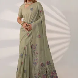 VARYAM Floral Printed Banarasi Saree-picture-31