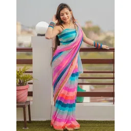 here&now Moda Rapido Colourblocked Embellished Sequinned Pure Georgette Saree image 2