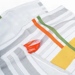 Thirsty Towel White & Grey Melange 1 Striped Bamboo 210 GSM Bath Towel image 2