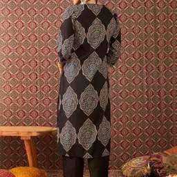 Indo Era Women Ethnic Motifs Printed Regular Pure Cotton Kurta with Trousers image 2