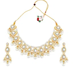 Peora Gold-Plated Crystal Stone Studded & Beaded Jewellery Set-picture-38