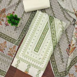 MANVAA Ethnic Motifs Embroidered Pure Cotton Unstitched Dress Material-picture-12