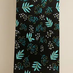 ANA Black & Turquoise Blue Floral Room Darkening Long Door Curtain-picture-11