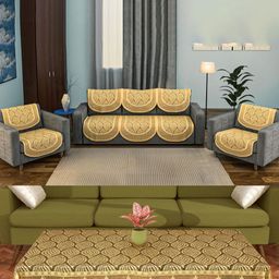 Aura Beige 7 Pieces Cotton Sofa & Center Table Cover-picture-17