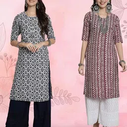 Ethnic basket Women Pack Of 2 Multicoloured Crepe Kurtas-picture-33