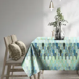 Aura Green Geometric Printed 6-Seater Table Cover image 3