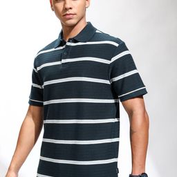 HIGHLANDER Men Striped Polo Collar Relaxed Fit T-shirt-picture-2
