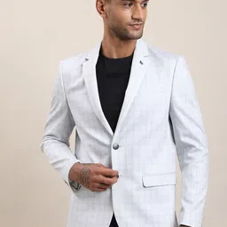 Turtle Men Checked Cotton Tailored-Fit Single Breasted Blazer-picture-29