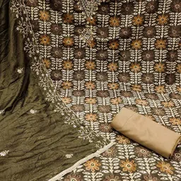 MANVAA Embellished Unstitched Dress Material image 2