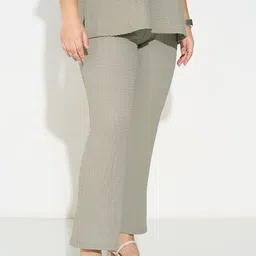 Honey Curvytude by Pantaloons Women Textured Flared Fit Mid-Rise Trousers-image-87