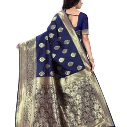 Moda Rapido Woven design Zari Pure Silk Banarasi Saree With Unstitched Blouse Piece image 3