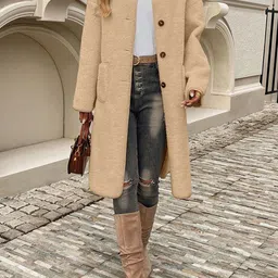 StyleCast Button-Front Long Single-Breasted Teddy Coat image 4