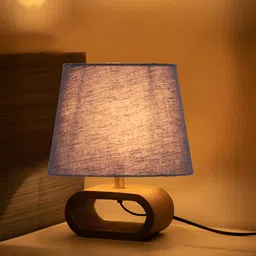 Devansh Grey Wood Traditional Frusturical Shaped Table Lamp image 4
