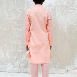 Fayon Kids Boys Floral Embroidered Thread Work Mandarin Collar Kurta With Trousers image 3