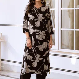 Anouk Women Floral Printed Regular Thread Work Kurta with Trousers-picture-18
