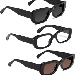 Arzonai Unisex Pack Of 3 Rectangle UV Protected Lens Sunglasses COMBO-2718 image 1