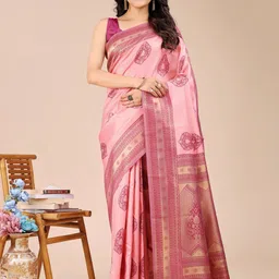 Mitera Ethnic Motifs Zari Banarasi Saree-image-36
