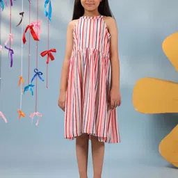 Rain & Rainbow Girls Striped Pure Cotton Fit & Flared Ethnic Dresses-picture-11