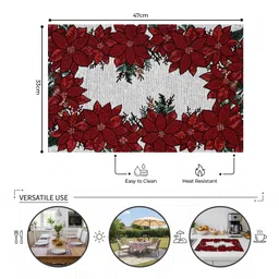 PRAKARTIK 6-Pcs Red & White Printed Pure Cotton Heat Resistant Table Placemats image 2