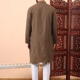 Latest Chikan Garments Striped Woven Design Mandarin Collar Straight Kurta image 5